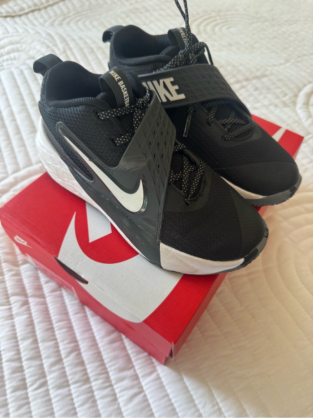 Nike Black and White Kids' Basketball Sneakers